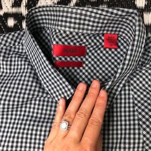 Hugo Boss gingham slim fit dress shirt (size XL)